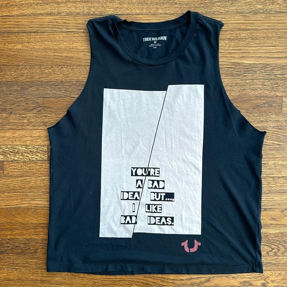 Women’s True Religion Black Lightweight Cotton Jersey Graphic Tank Top - Picture 1 of 4